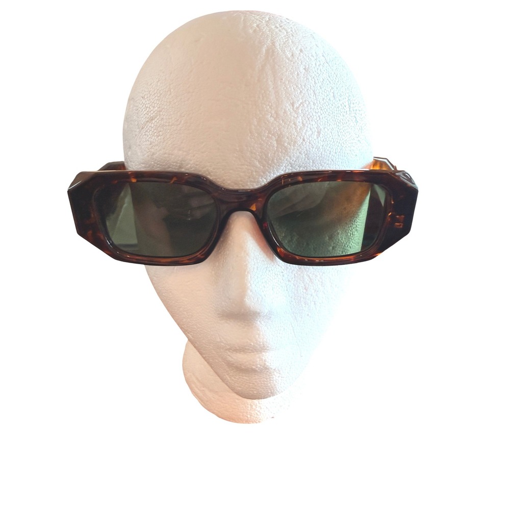 Women Tortoiseshell Rectangle Sunglasses Brown Retro 90s Narrow Chunky Frames